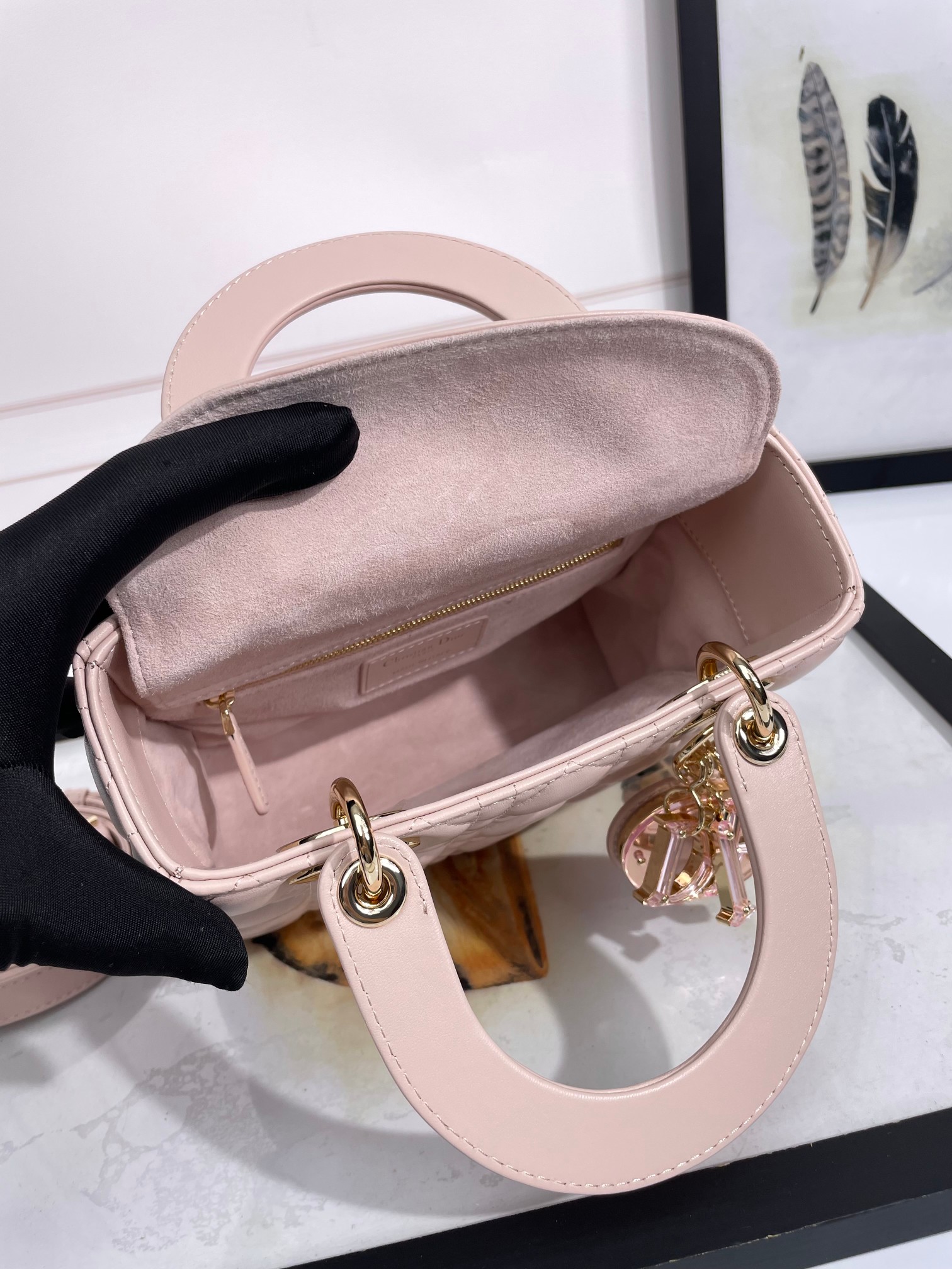 Small Lady Dior My ABCDior Bag Pale Pink Cannage Lambskin